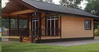 Проект одноэтажного дома из бруса с террасой - Строительство в Усинске от Строй-Снс от 135174 руб.